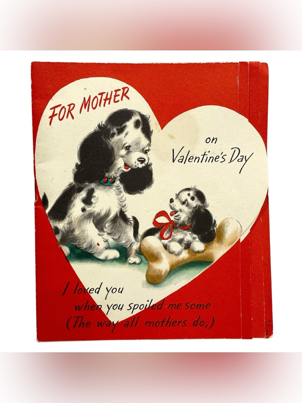 Vintage 1940s Hallmark Valentine Card For Mother - Kitschy Puppy Dogs